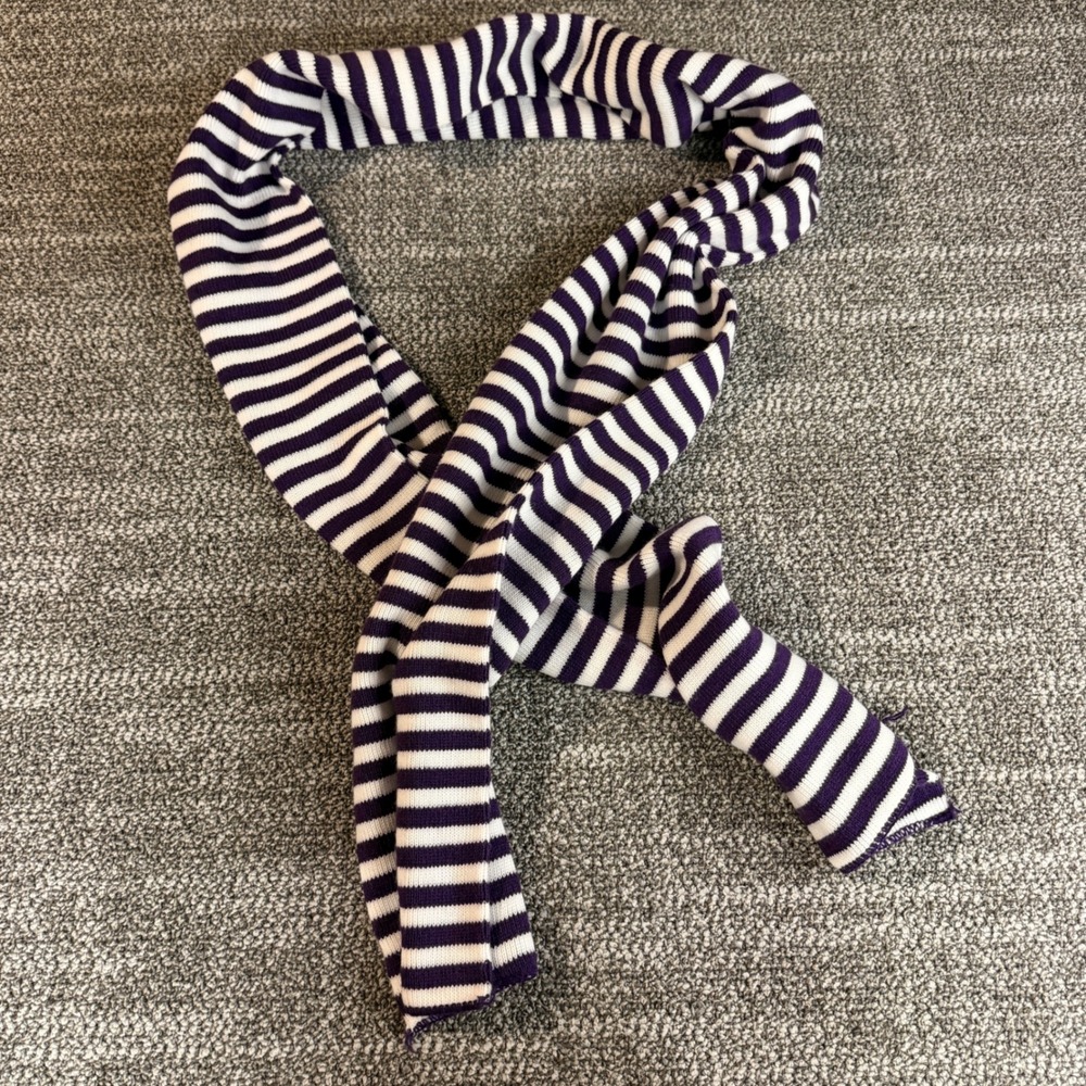 Broner Purple White Striped Knit Scarf Collegiate Style Winter Accessory
